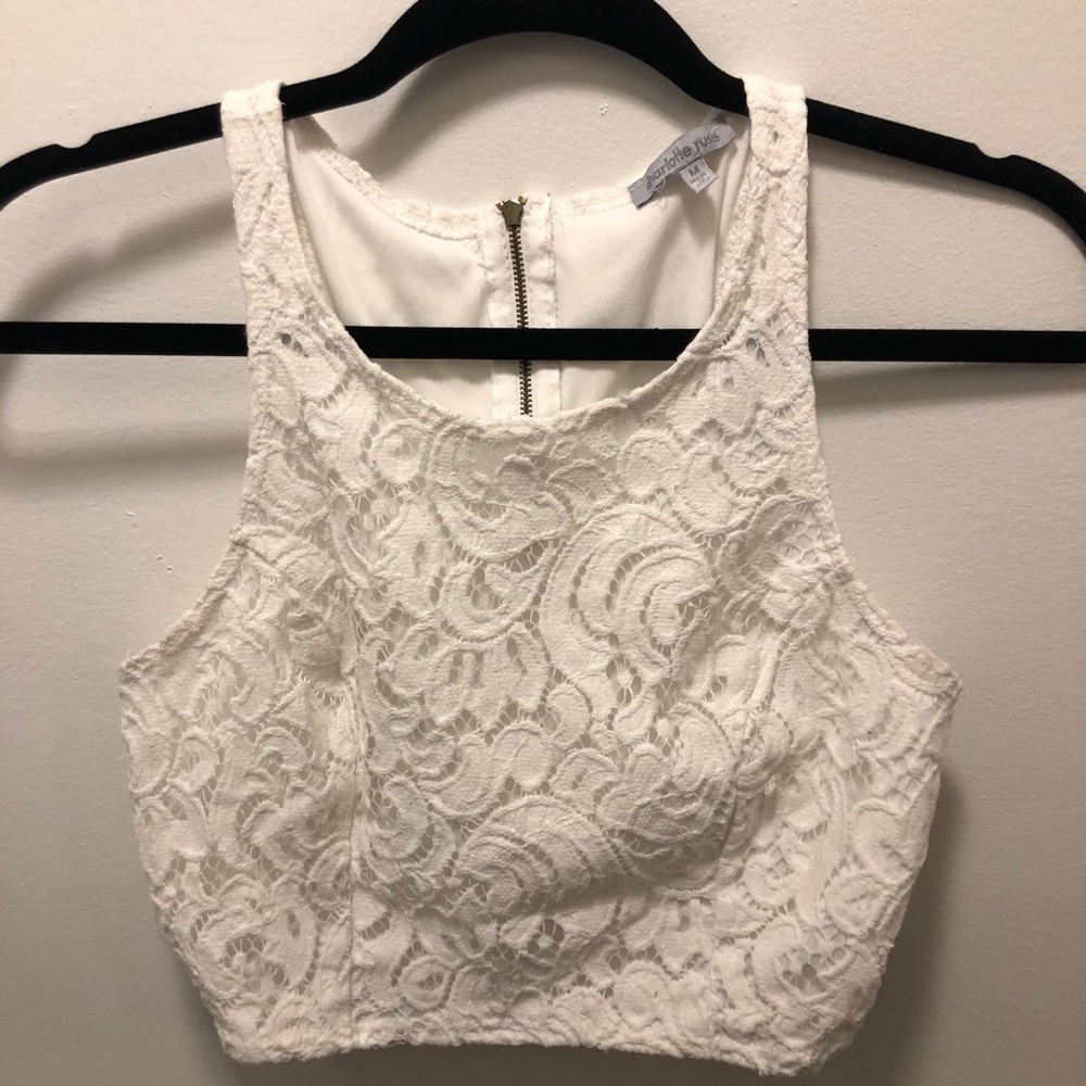 White Lace Crop Top